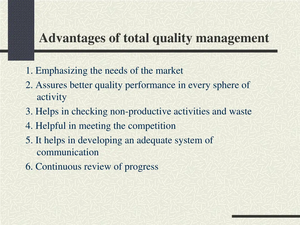 advantages of total quality management