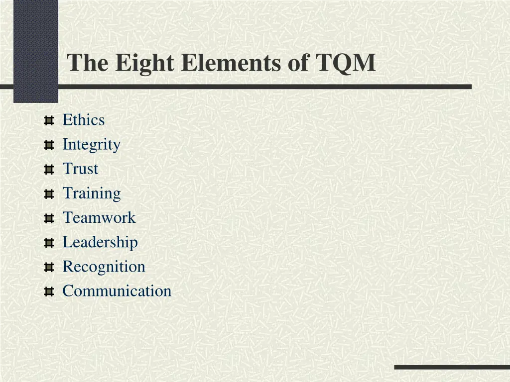 the eight elements of tqm