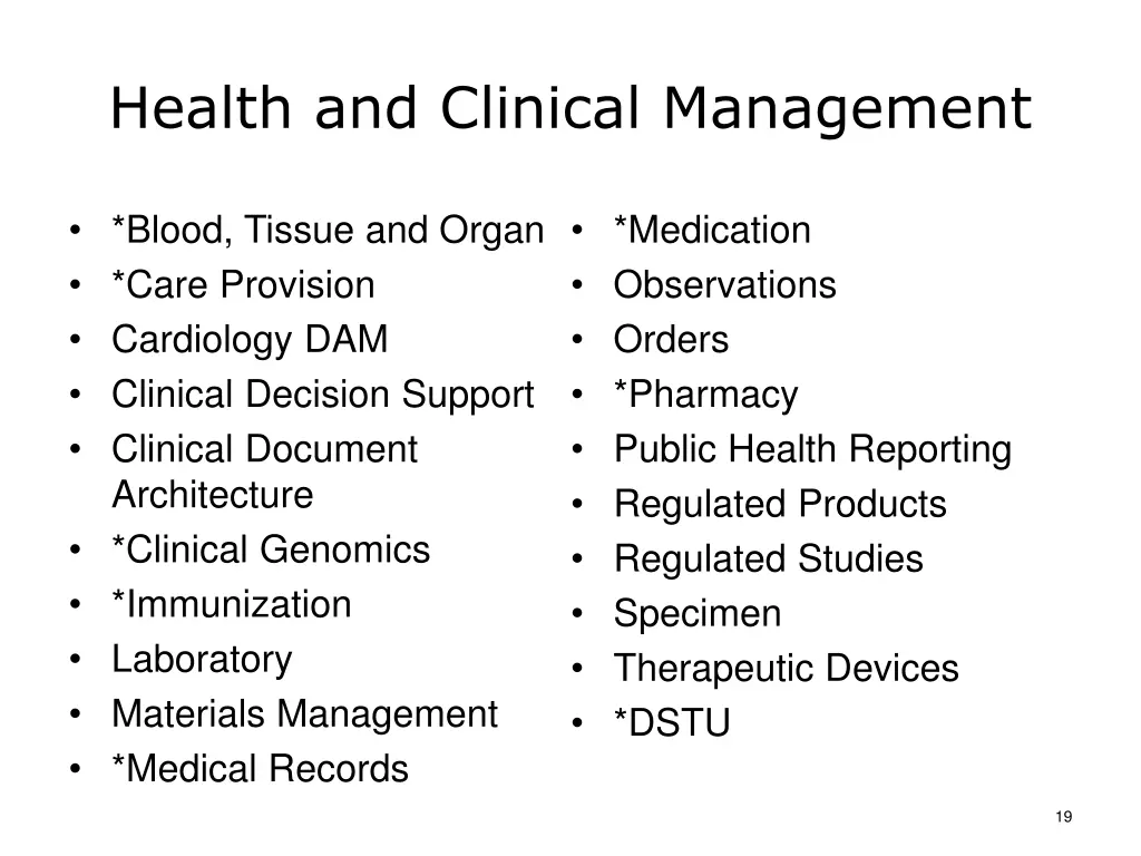 health and clinical management