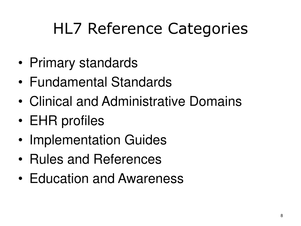 hl7 reference categories