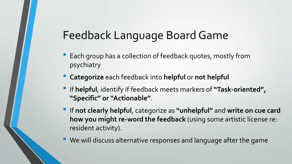 feedback language board game