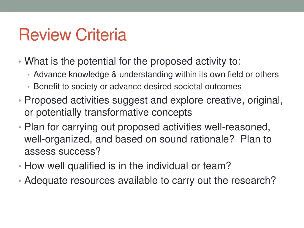 review criteria