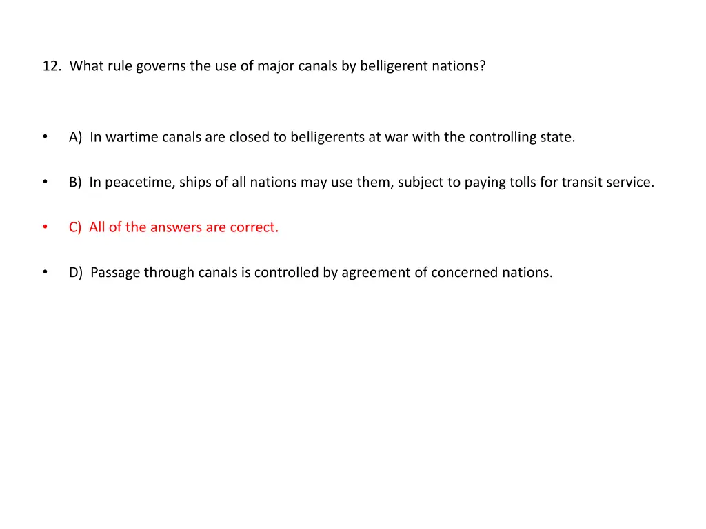 12 what rule governs the use of major canals