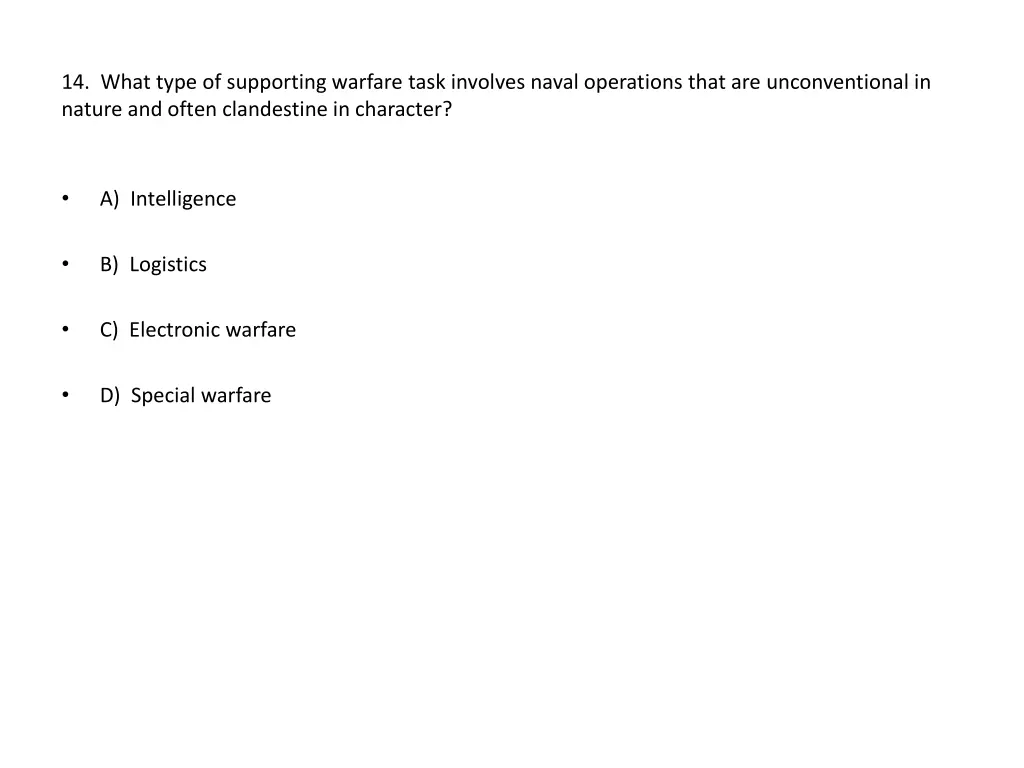 14 what type of supporting warfare task involves