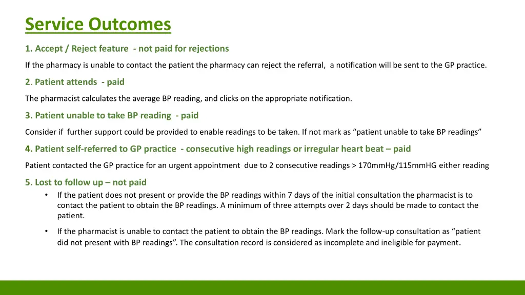 service outcomes