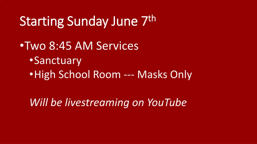 starting sunday june 7 starting sunday june