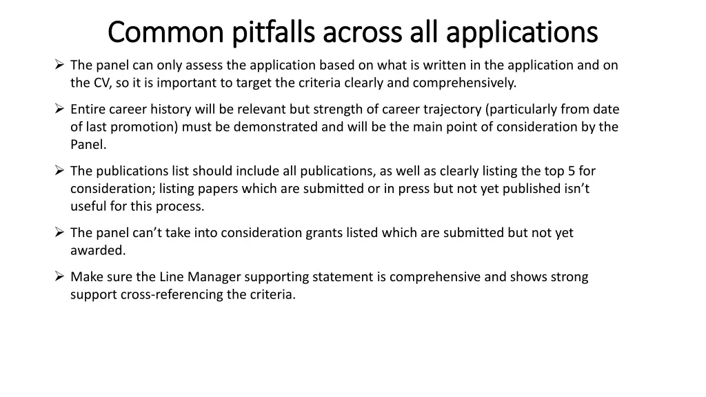 common pitfalls across all applications common