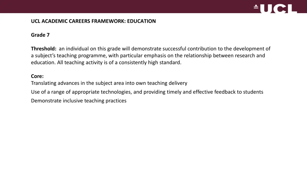 ucl academic careers framework education
