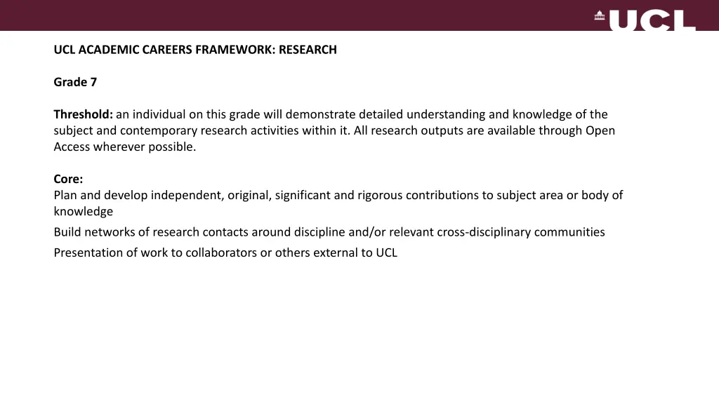 ucl academic careers framework research