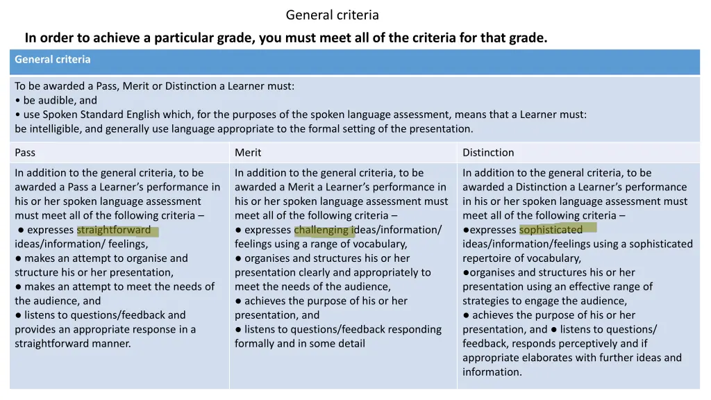 general criteria