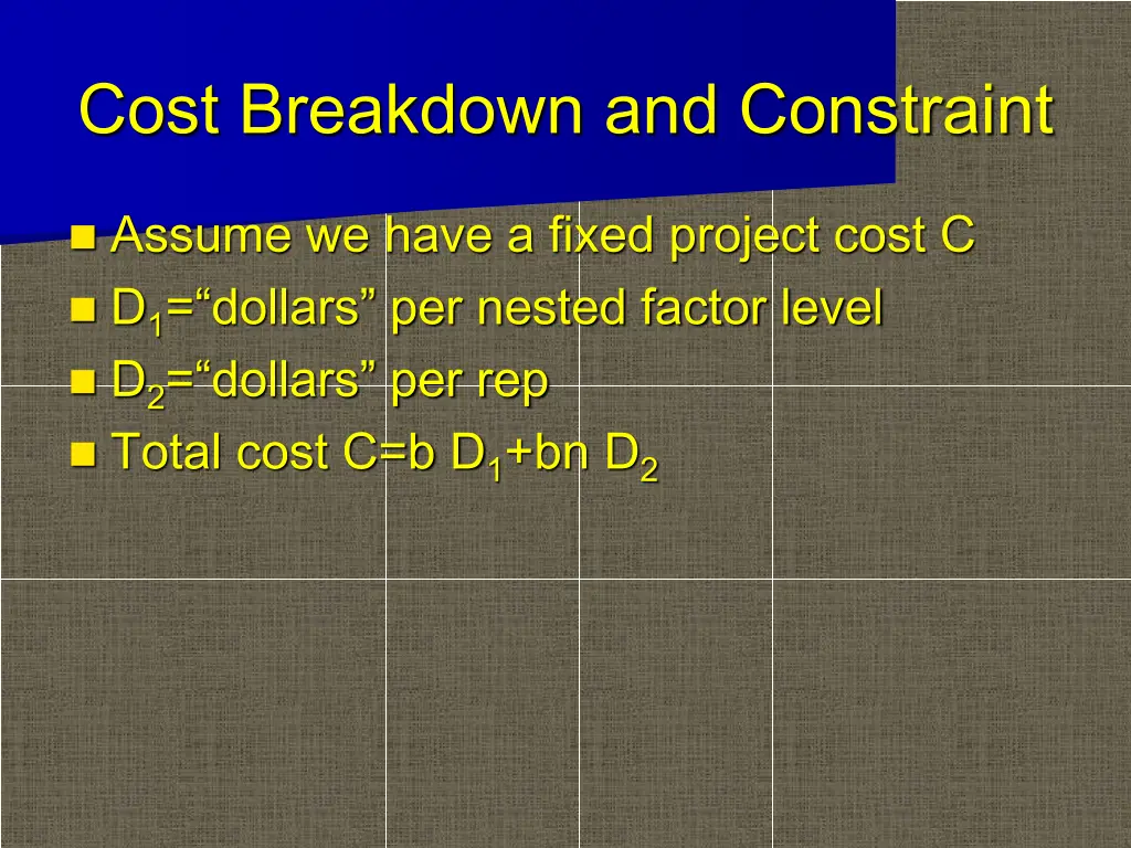 cost breakdown and constraint