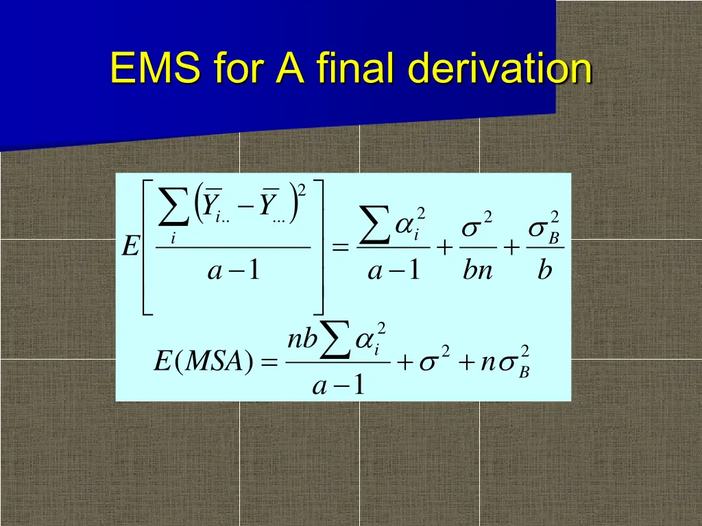 ems for a final derivation