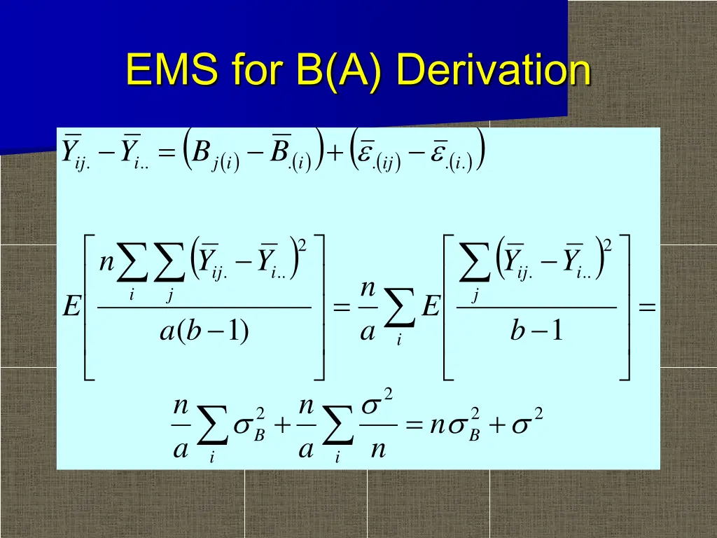 ems for b a derivation