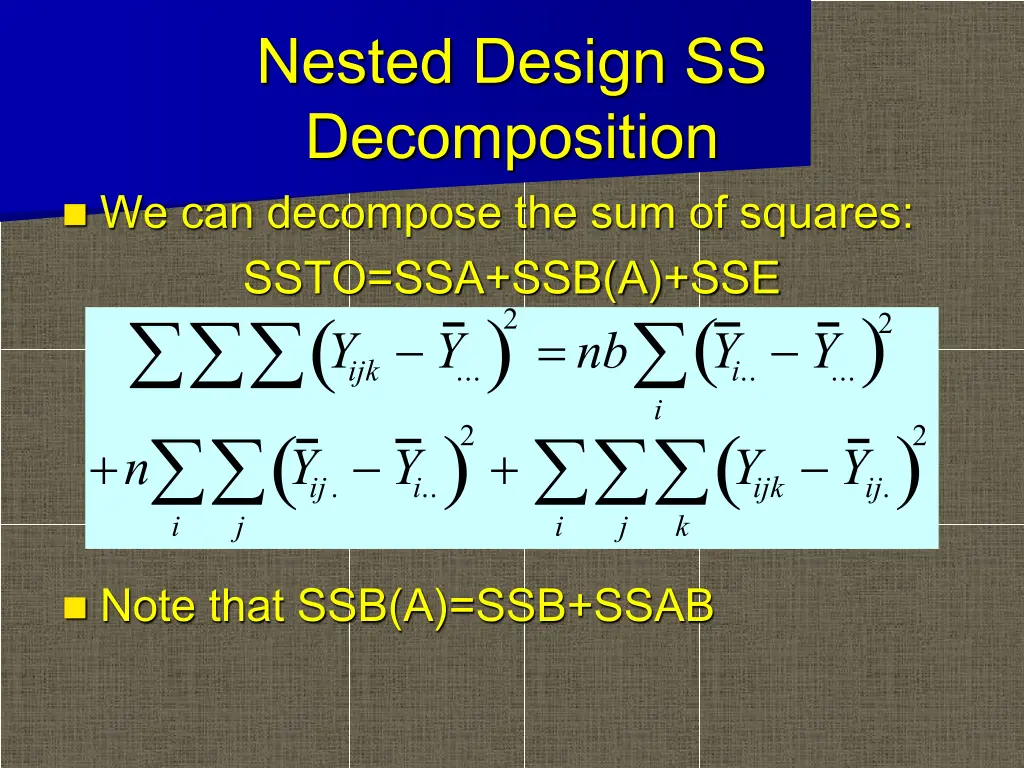 nested design ss decomposition