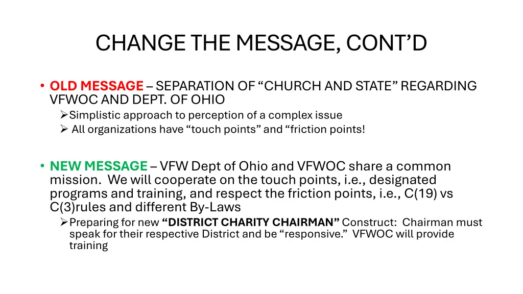change the message cont d