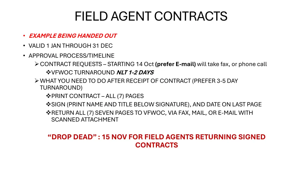 field agent contracts