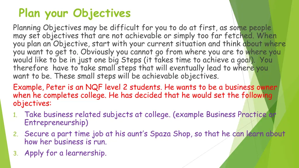plan your objectives planning objectives
