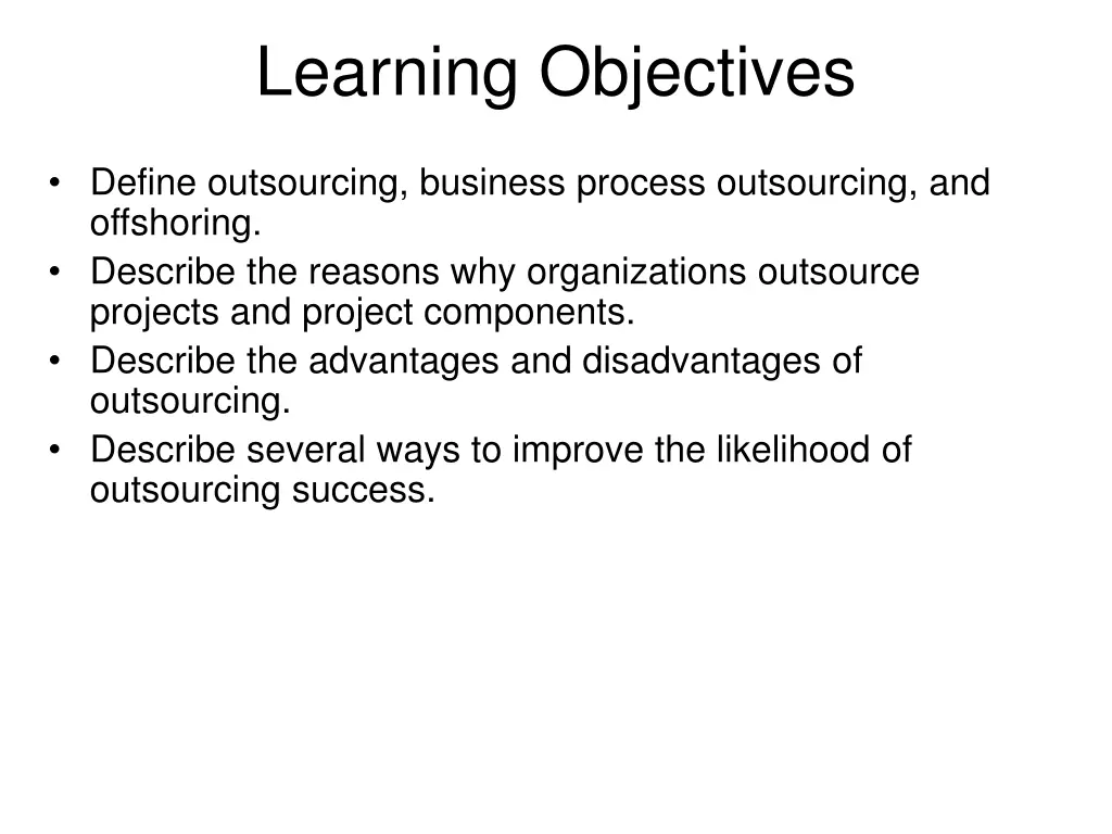 learning objectives