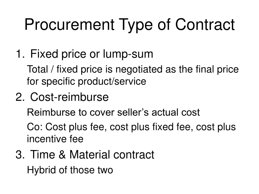 procurement type of contract