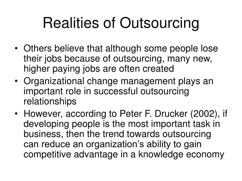 realities of outsourcing 1