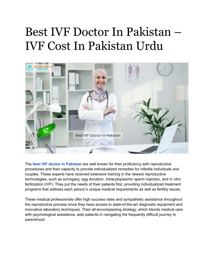 best ivf doctor in pakistan ivf cost in pakistan