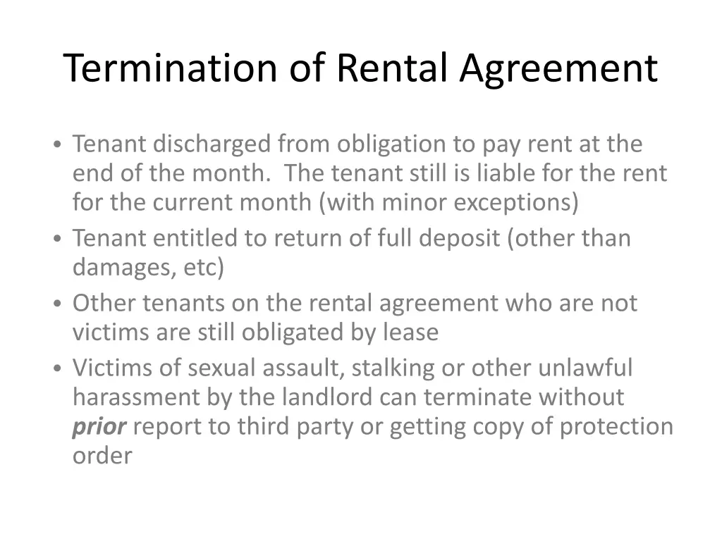 termination of rental agreement