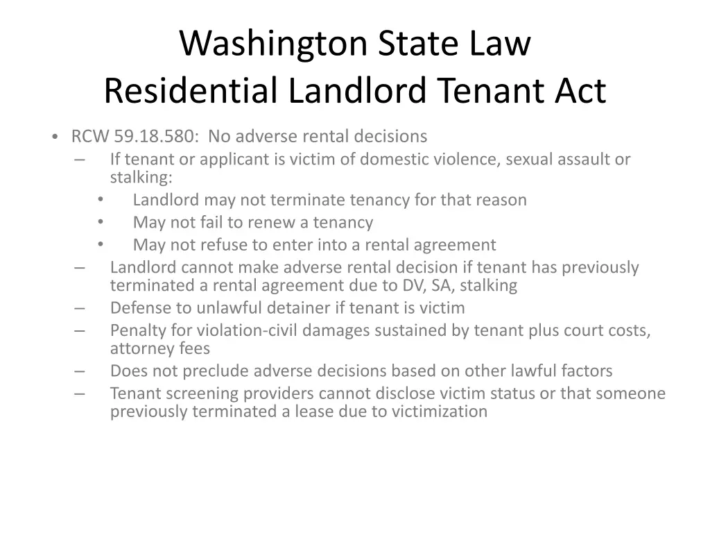 washington state law residential landlord tenant