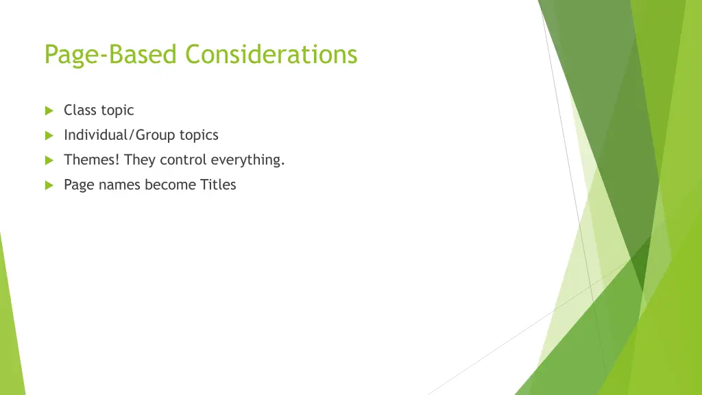 page based considerations