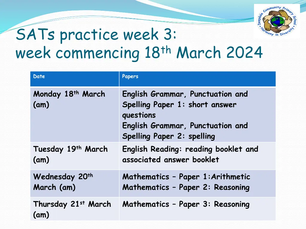sats practice week 3 week commencing 18 th march