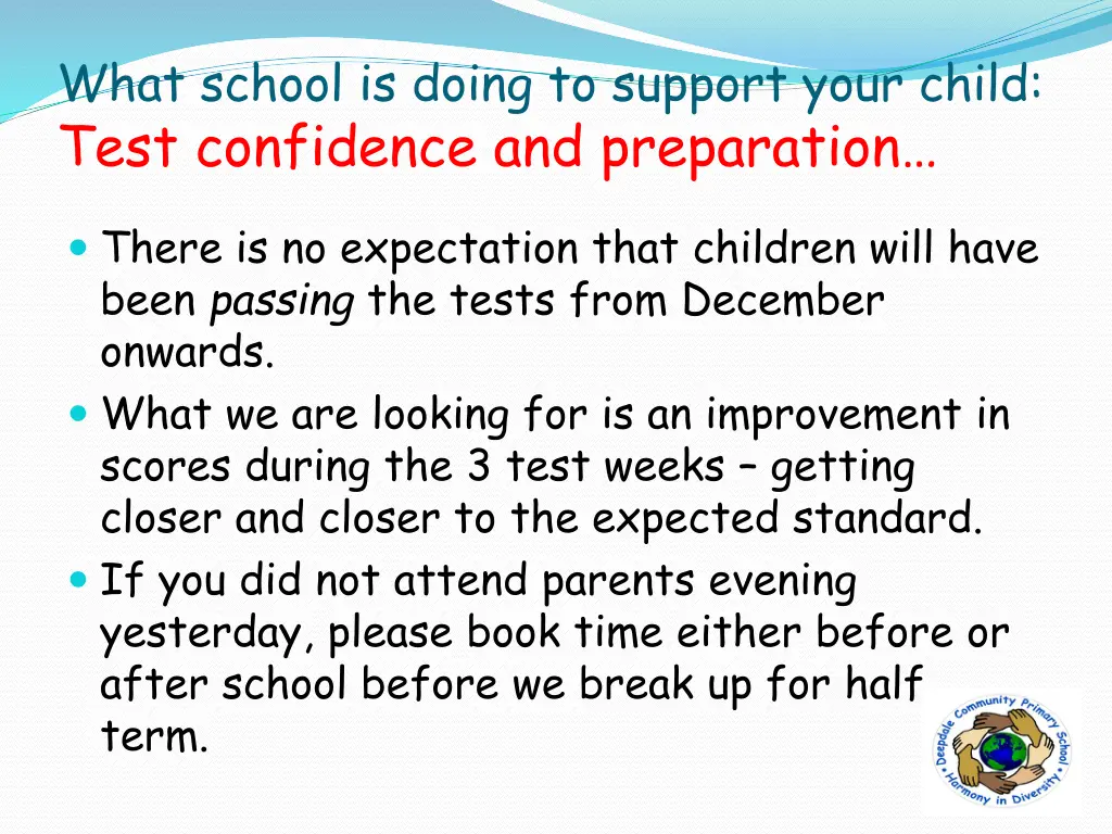 what school is doing to support your child test 1