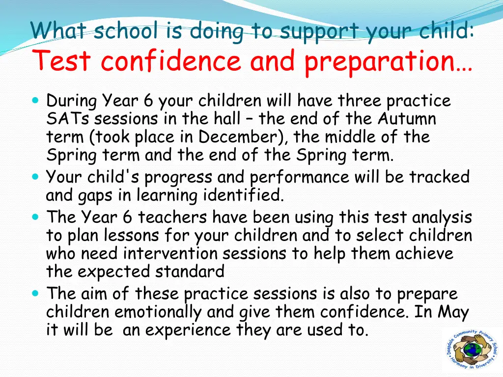 what school is doing to support your child test