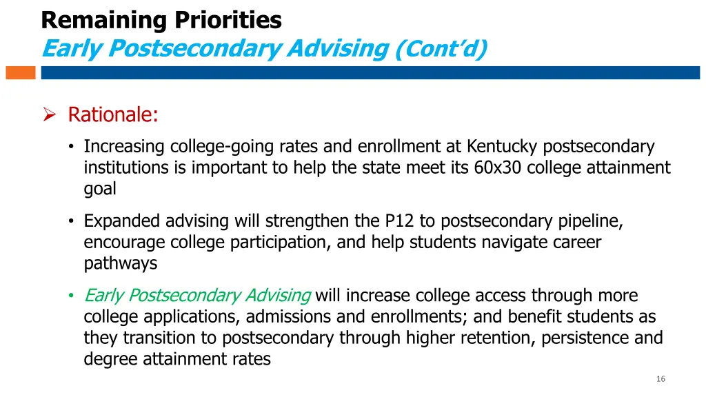 remaining priorities early postsecondary advising 1