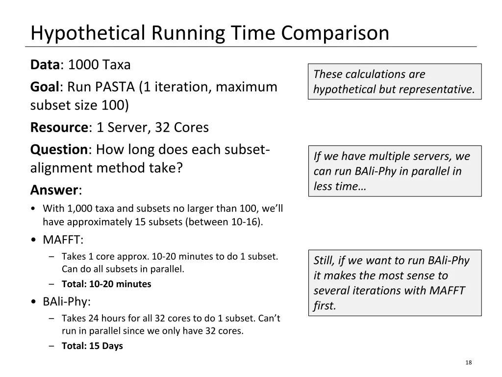 hypothetical running time comparison