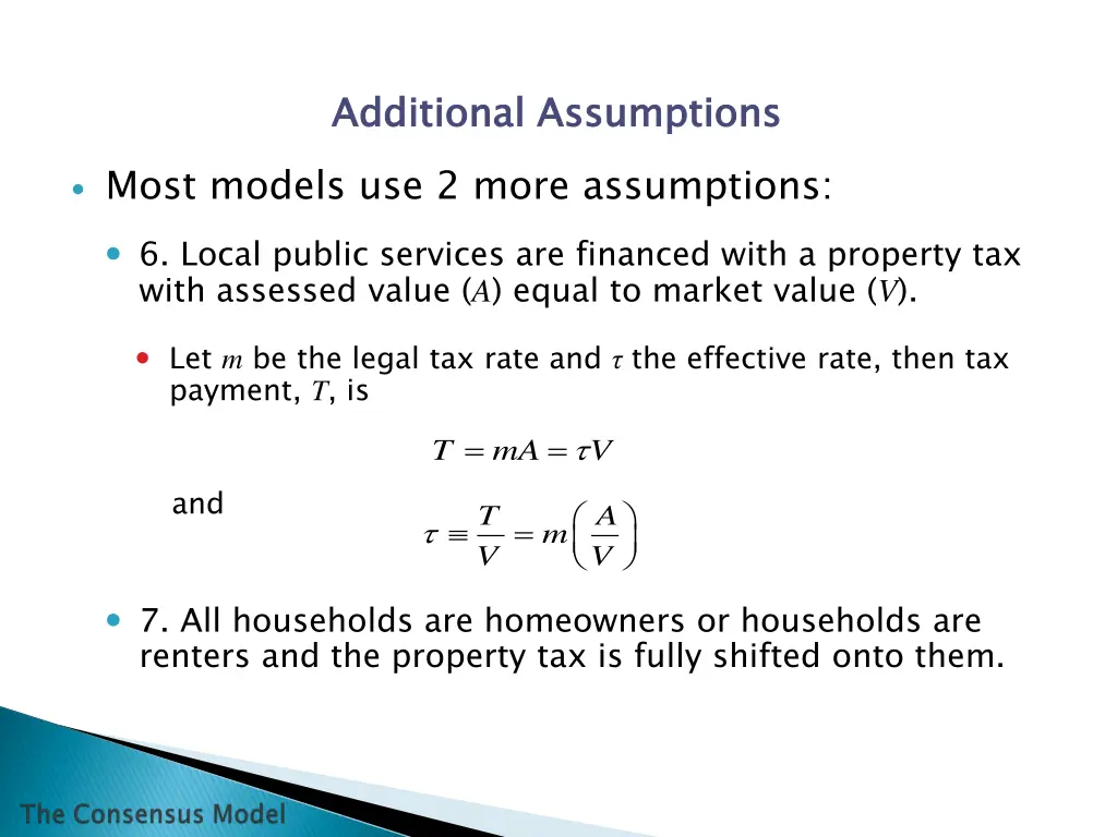 additional assumptions