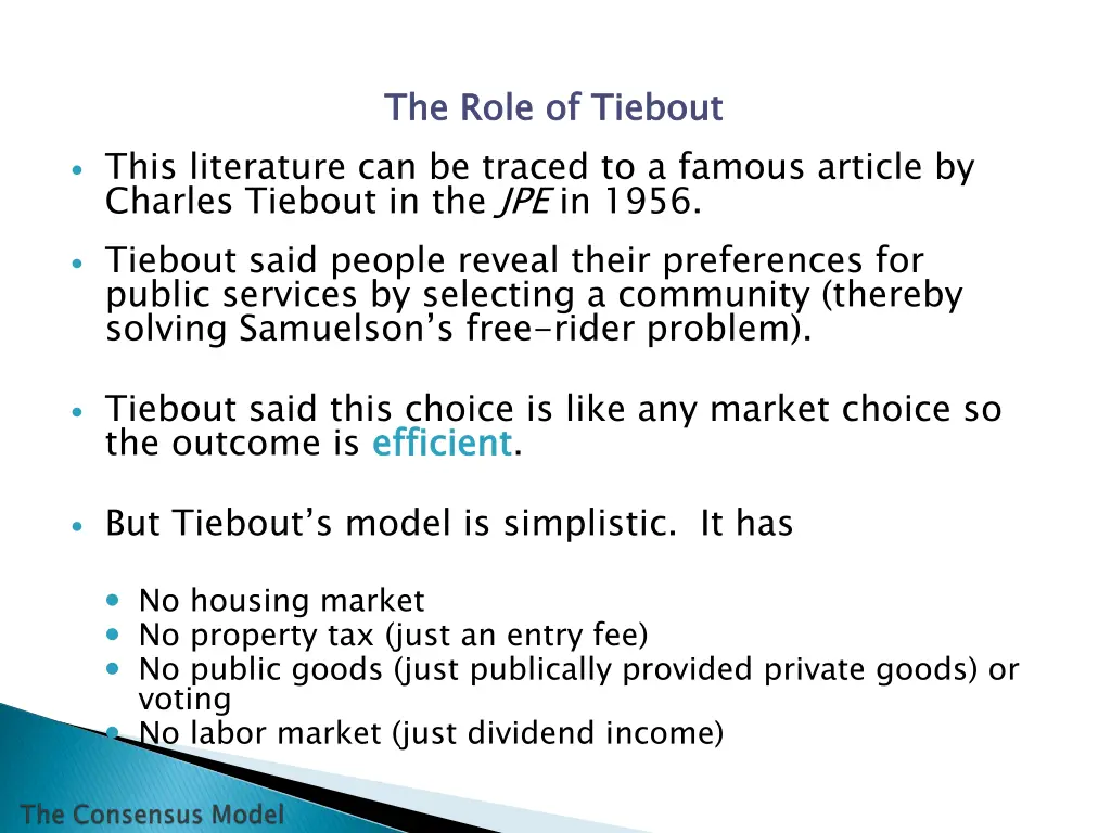 the role of tiebout