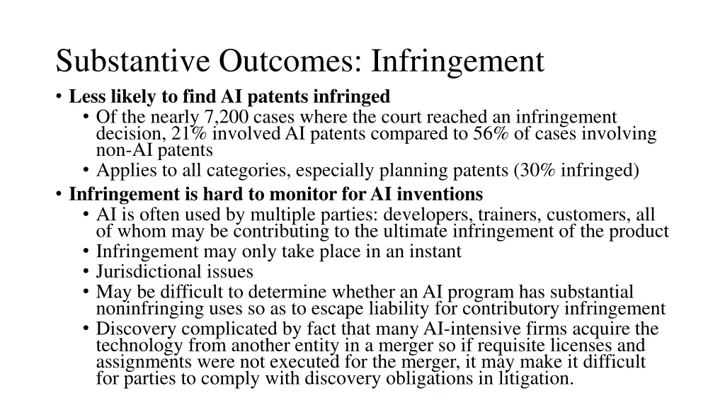 substantive outcomes infringement less likely