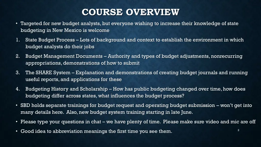course overview