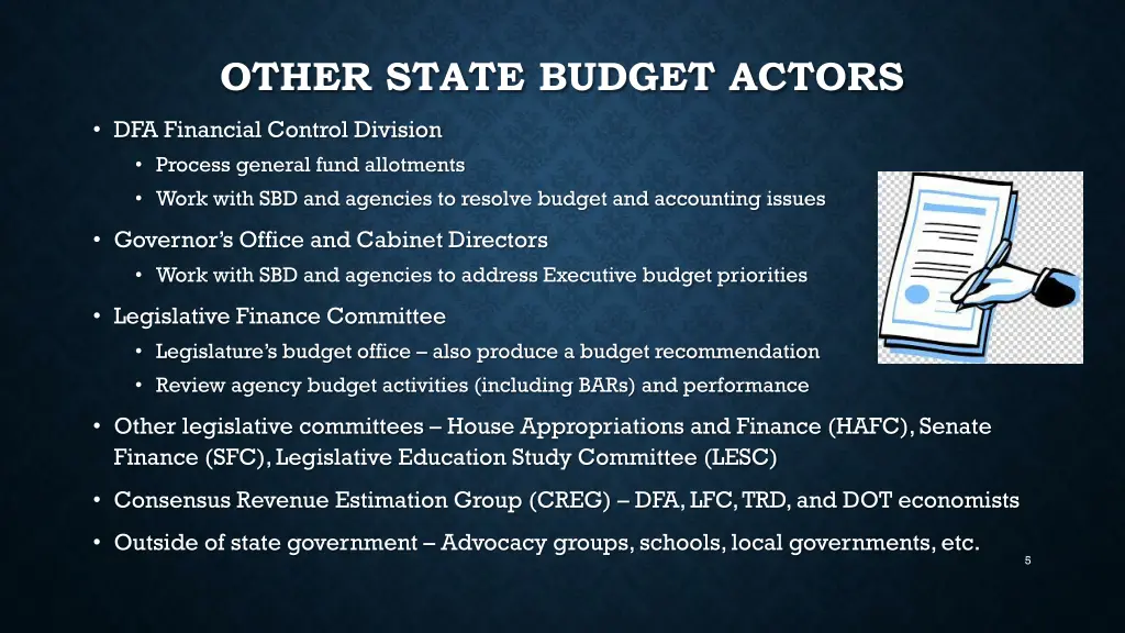 other state budget actors