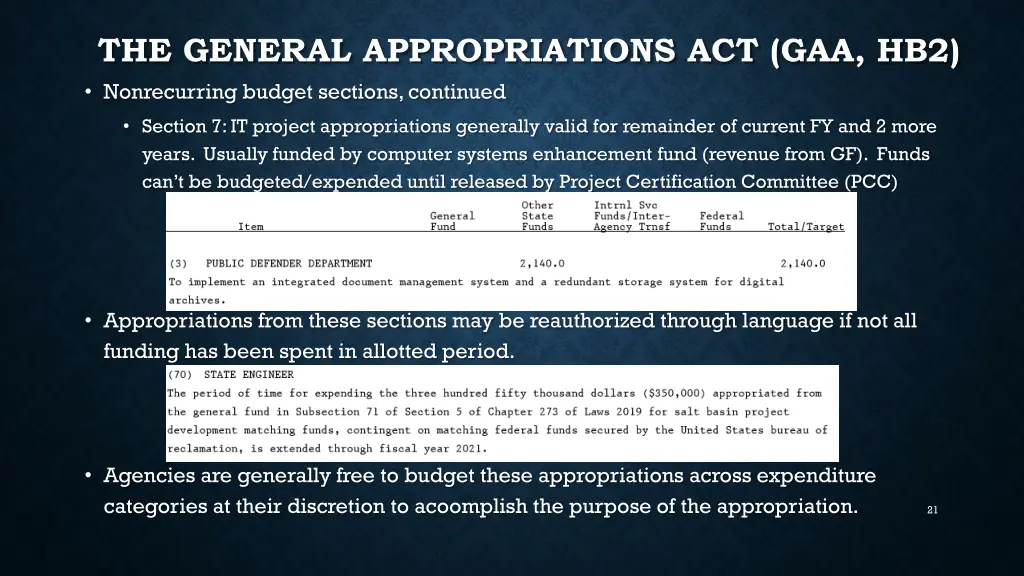the general appropriations 1
