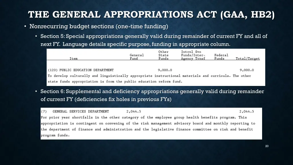 the general appropriations