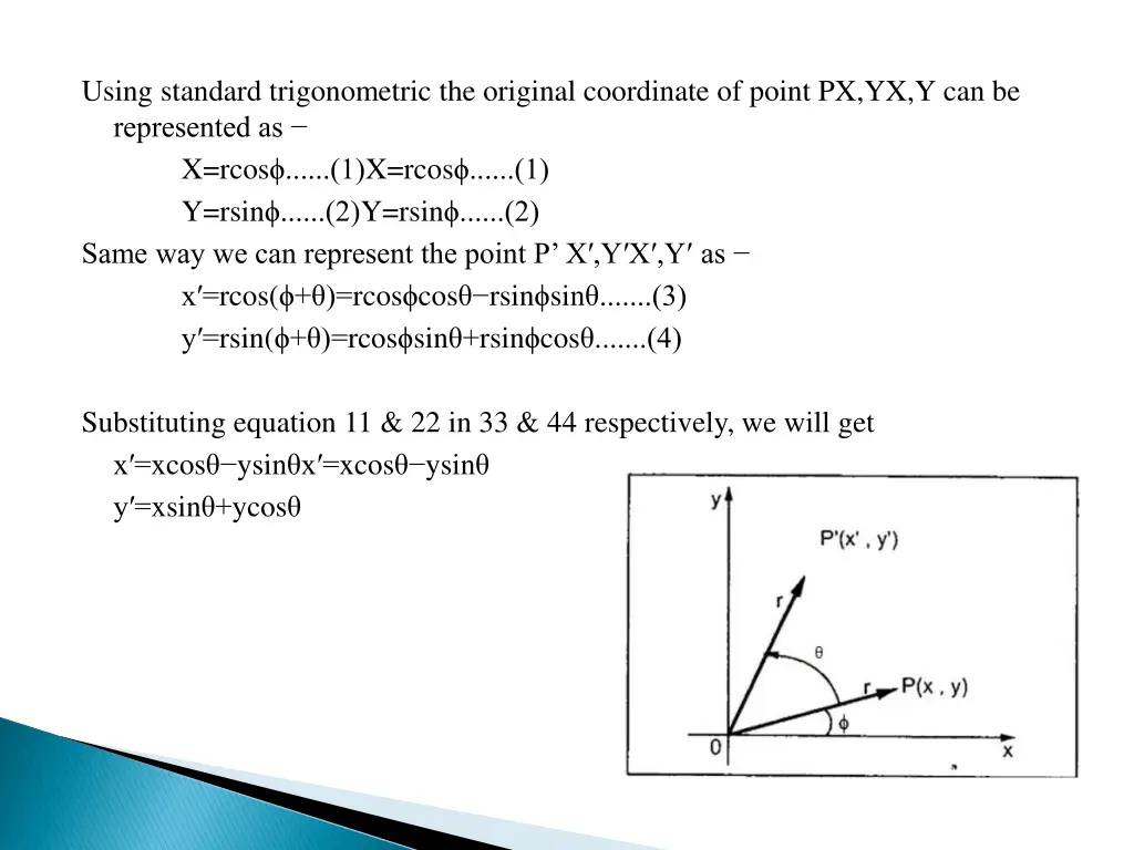 using standard trigonometric the original