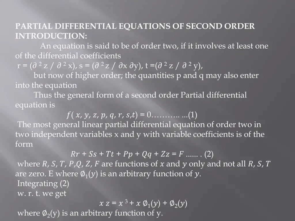partial differential equations of second order