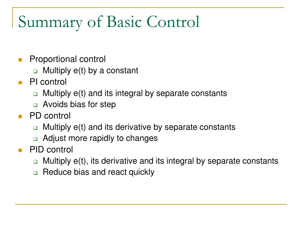 summary of basic control