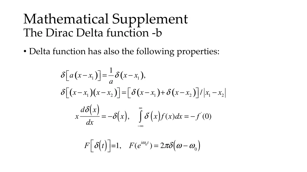 mathematical supplement the dirac delta function b