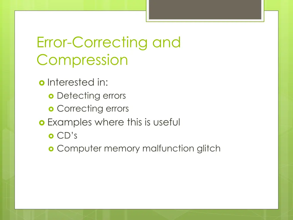 error correcting and compression