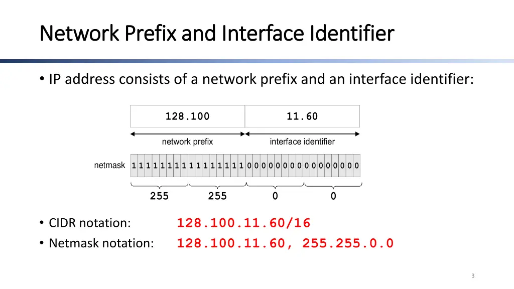 network prefix and interface identifier network