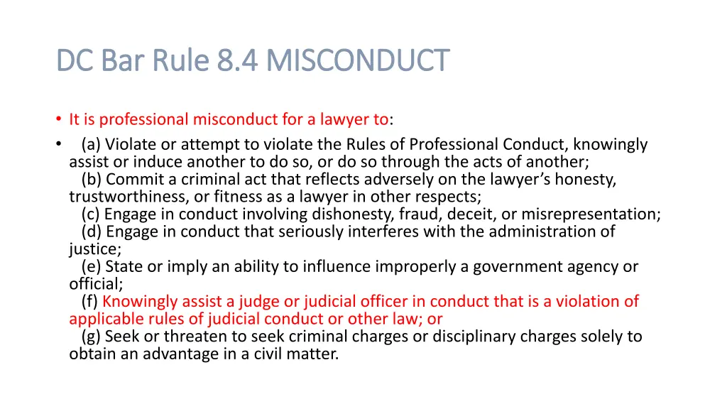 dc bar rule 8 4 misconduct dc bar rule 1