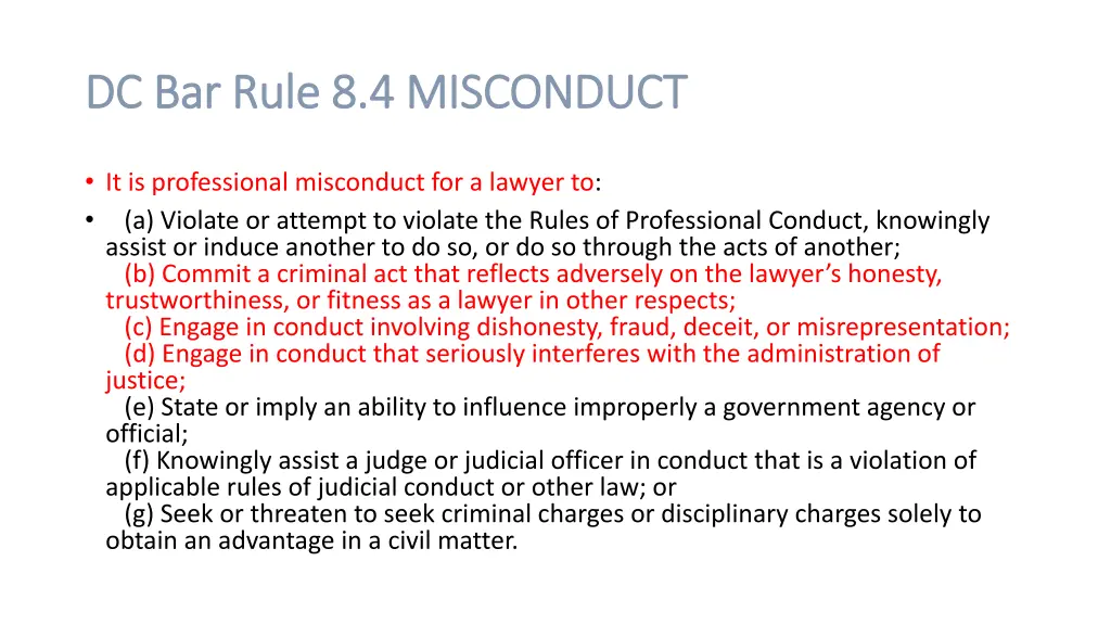 dc bar rule 8 4 misconduct dc bar rule