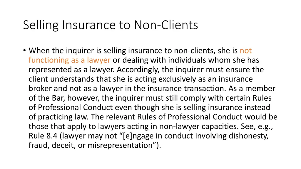selling insurance to non clients