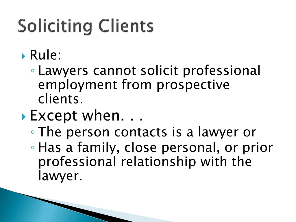 rule lawyers cannot solicit professional